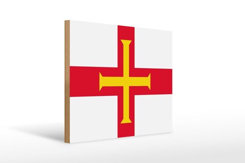 Holzschild Flagge Guernseys 40x30cm Flag of Guernsey Deko Schild