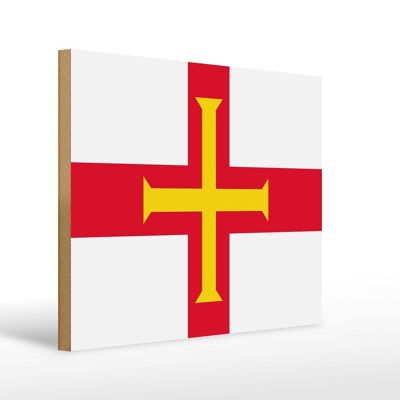 Cartel de madera Bandera de Guernsey 40x30cm Cartel decorativo Bandera de Guernsey