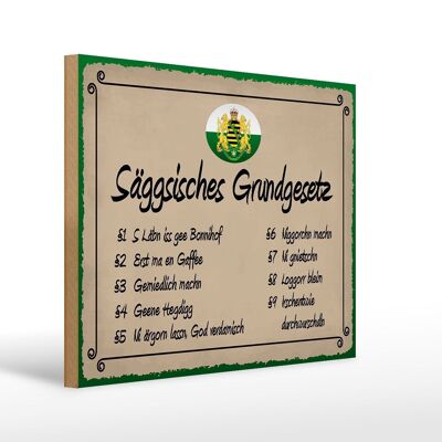 Holzschild Spruch 40x30cm säggsisches Grundgesetz lustig Schild