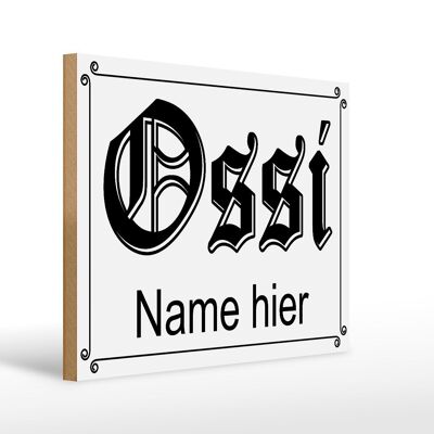 Letrero de madera que dice 40x30cm Ossi nombre aquí letrero decorativo de madera RDA