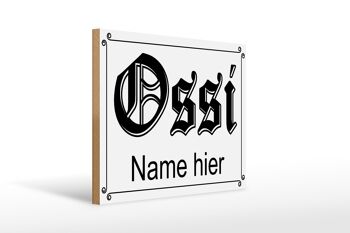 Panneau en bois indiquant le nom Ossi ici RDA, 40x30cm, panneau décoratif en bois 1
