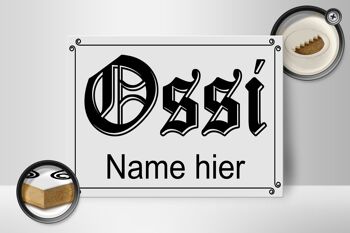 Panneau en bois indiquant le nom Ossi ici RDA, 40x30cm, panneau décoratif en bois 2
