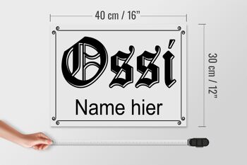 Panneau en bois indiquant le nom Ossi ici RDA, 40x30cm, panneau décoratif en bois 4