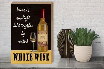 Panneau en bois indiquant 30x40cm, le vin blanc est un héros du soleil, panneau décoratif 3