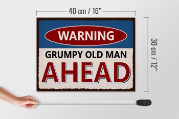 Panneau en bois disant 40x30cm Attention vieil homme grincheux devant panneau décoratif 4
