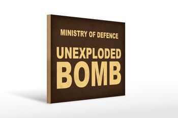 Panneau en bois indiquant un panneau non explosé du ministère de la Défense, 40x30cm 1