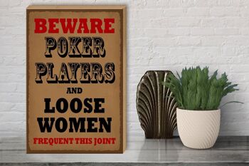 Panneau en bois indiquant 30x40cm, joueurs de Poker et femmes en vrac, panneau décoratif 3