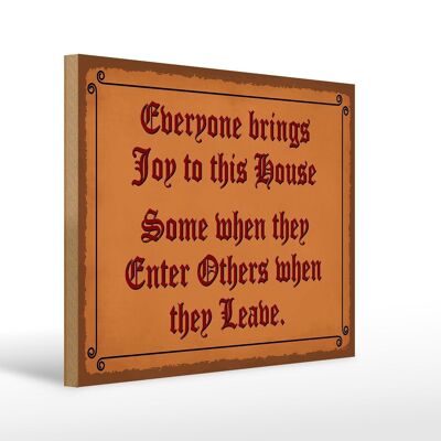 Letrero de madera que dice 40x30cm todo el mundo trae alegría a este letrero de casa