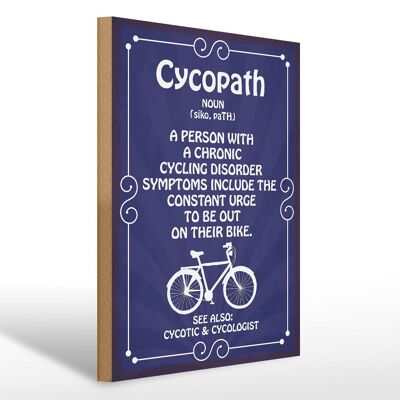 Holzschild Spruch 30x40cm Cycopath chronic cycling Holz Deko Schild