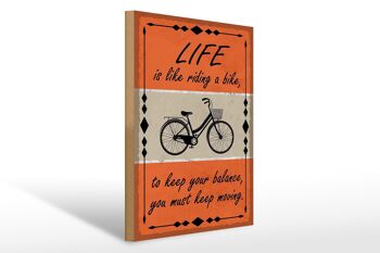 Panneau en bois indiquant 30x40cm La vie est comme faire du vélo, panneau décoratif 1