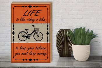 Panneau en bois indiquant 30x40cm La vie est comme faire du vélo, panneau décoratif 3