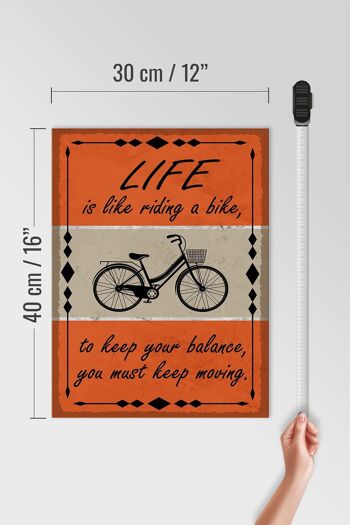 Panneau en bois indiquant 30x40cm La vie est comme faire du vélo, panneau décoratif 4