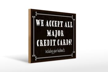Panneau en bois indiquant 40x30cm, nous acceptons toutes les principales cartes de crédit 1