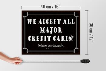 Panneau en bois indiquant 40x30cm, nous acceptons toutes les principales cartes de crédit 4