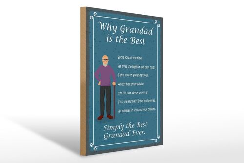 Holzschild Spruch 30x40cm why Grandad is the best Opa Deko Schild