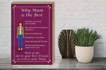 Panneau en bois disant 30x40cm pourquoi Mam est la meilleure Mama best sign 3