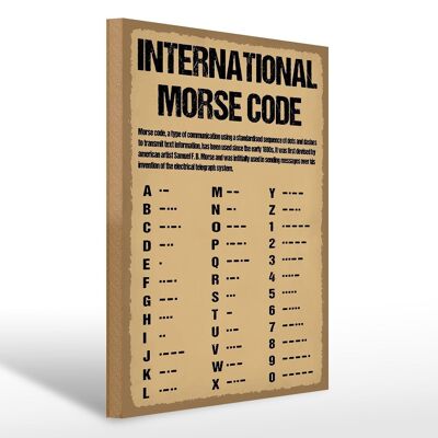 Letrero de madera que dice letrero decorativo de madera con código Morse internacional de 30x40cm