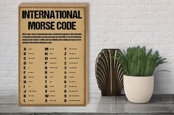 Panneau en bois indiquant le code Morse international, 30x40cm, panneau décoratif en bois 3