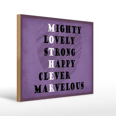 Holzschild Spruch 40x30cm Mother mighty lovely happy Mama Schild