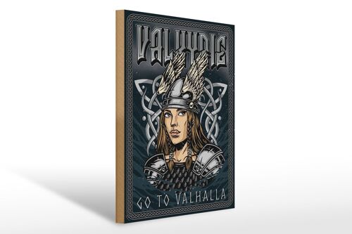 Holzschild Spruch 30x40cm Valkyrie go to Valhalla Wiking Schild