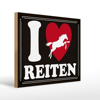 Cartello in legno con scritta "cavalli amo cavalcare" a forma di cuore, 40x30 cm
