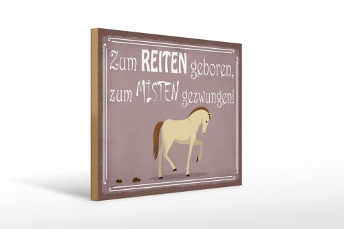 Holzschild Spruch 40x30cm zum Reiten geboren Pferd Deko Schild
