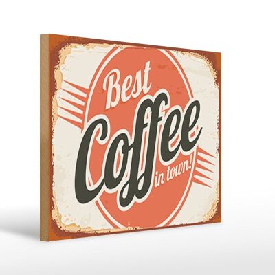 Cartel de madera retro 40x30cm café mejor café de la ciudad cartel