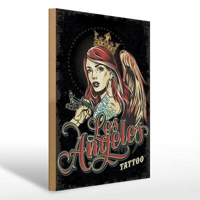 Cartel de madera Pinup 30x40cm Tattoo Los Angeles cartel decorativo