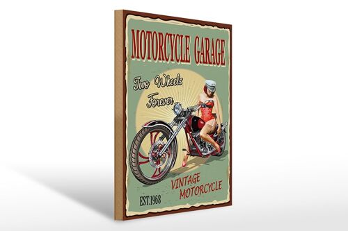 Holzschild Pinup 30x40cm Retro Motorcycle Garage Vintage Schild