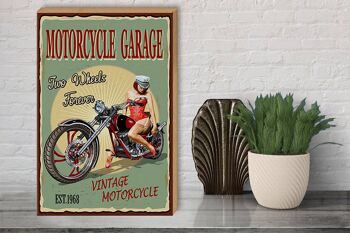 Panneau en bois Pinup 30x40cm Rétro Moto Garage Panneau Vintage 3