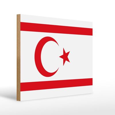 Panneau en bois drapeau Chypre du Nord 40x30cm Drapeau signe Chypre du Nord