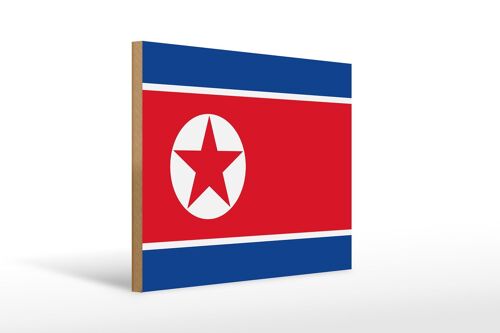 Holzschild Flagge Nordkoreas 40x30cm Flag of North Korea Schild