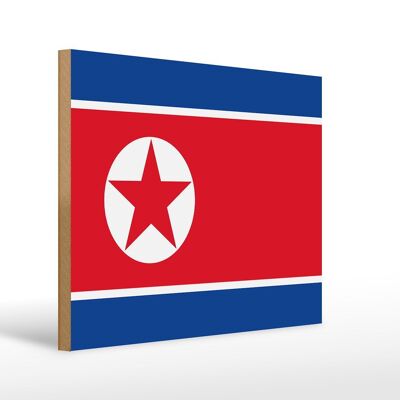 Letrero de madera Bandera de Corea del Norte 40x30cm Letrero Bandera de Corea del Norte