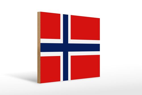 Holzschild Flagge Norwegens 40x30cm Flag of Norway Holz Deko Schild