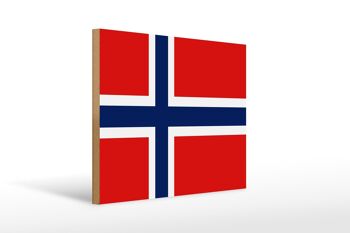 Panneau en bois drapeau de la Norvège 40x30cm Drapeau de la Norvège panneau décoratif en bois 1