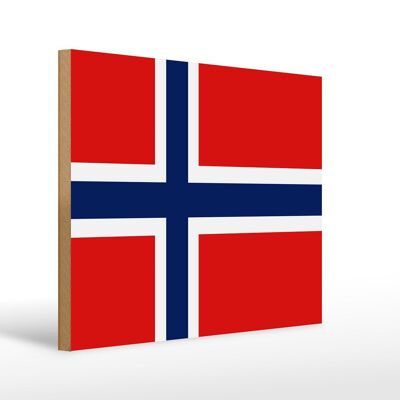 Holzschild Flagge Norwegens 40x30cm Flag of Norway Holz Deko Schild