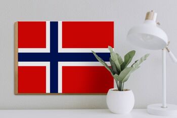 Panneau en bois drapeau de la Norvège 40x30cm Drapeau de la Norvège panneau décoratif en bois 3