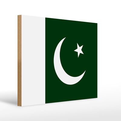 Cartello in legno bandiera del Pakistan 40x30 cm Insegna decorativa bandiera del Pakistan