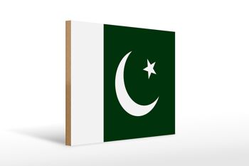 Panneau en bois drapeau du Pakistan 40x30cm Drapeau du Pakistan panneau décoratif 1