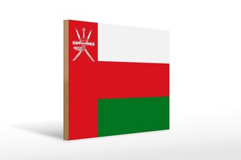 Panneau en bois drapeau d'Oman 40x30cm Panneau décoratif drapeau d'Oman 1