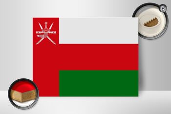 Panneau en bois drapeau d'Oman 40x30cm Panneau décoratif drapeau d'Oman 2