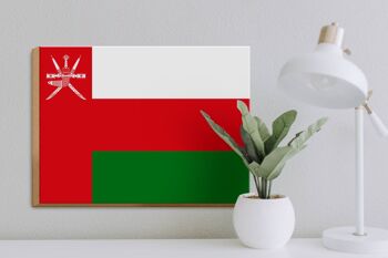 Panneau en bois drapeau d'Oman 40x30cm Panneau décoratif drapeau d'Oman 3