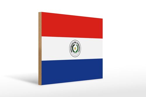 Holzschild Flagge Paraguays 40x30cm Flag of Paraguay Deko Schild