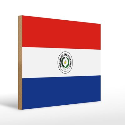 Letrero de madera Bandera de Paraguay 40x30cm Letrero decorativo Bandera de Paraguay