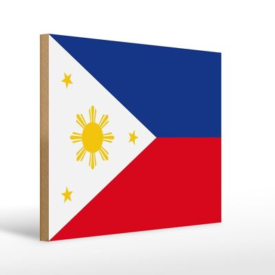 Panneau en bois drapeau Philippines 40x30cm Panneau drapeau des Philippines