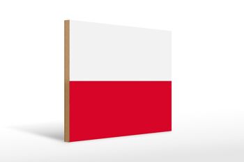 Panneau en bois drapeau de la Pologne 40x30cm Panneau drapeau de la Pologne 1
