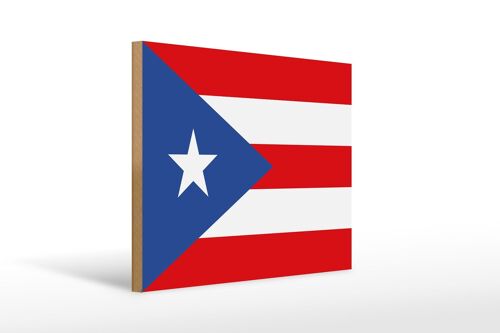 Holzschild Flagge Puerto Ricos 40x30cm Flag of Puerto Rico Schild
