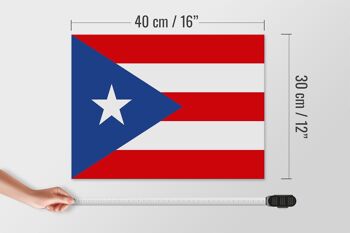 Panneau en bois drapeau de Porto Rico 40x30cm Panneau drapeau de Porto Rico 4