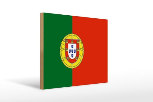 Holzschild Flagge Portugals 40x30cm Flag of Portugal Deko Schild