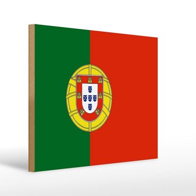 Holzschild Flagge Portugals 40x30cm Flag of Portugal Deko Schild